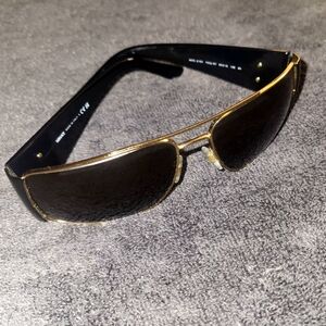 AUTH Versace MOD 2163 Black & Gold Medusa Sunglasses - Excellent Condition